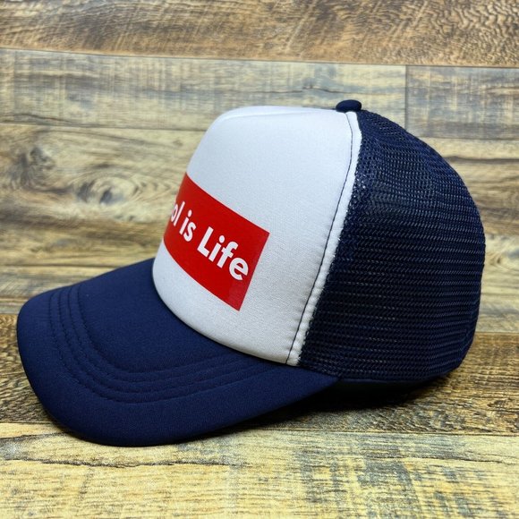 Fútbol is Life Mens Trucker Hat Navy Snapback Ted Lasso Soccer Baseball Cap - Picture 2 of 6